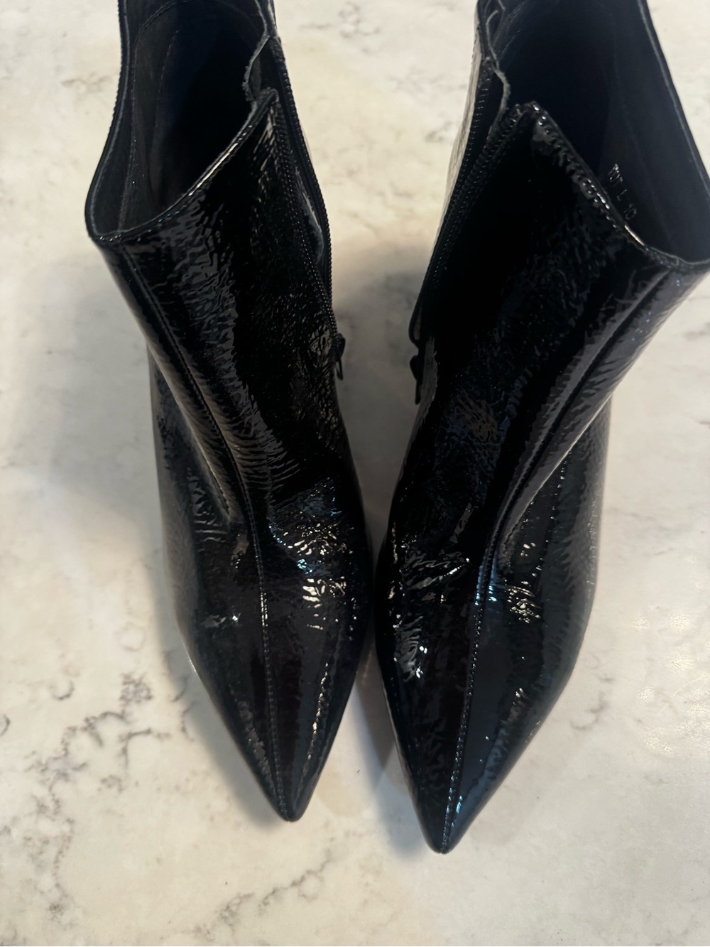 Jeffrey Campbell Black Patent Pointed Toe Ankle Booties size 10